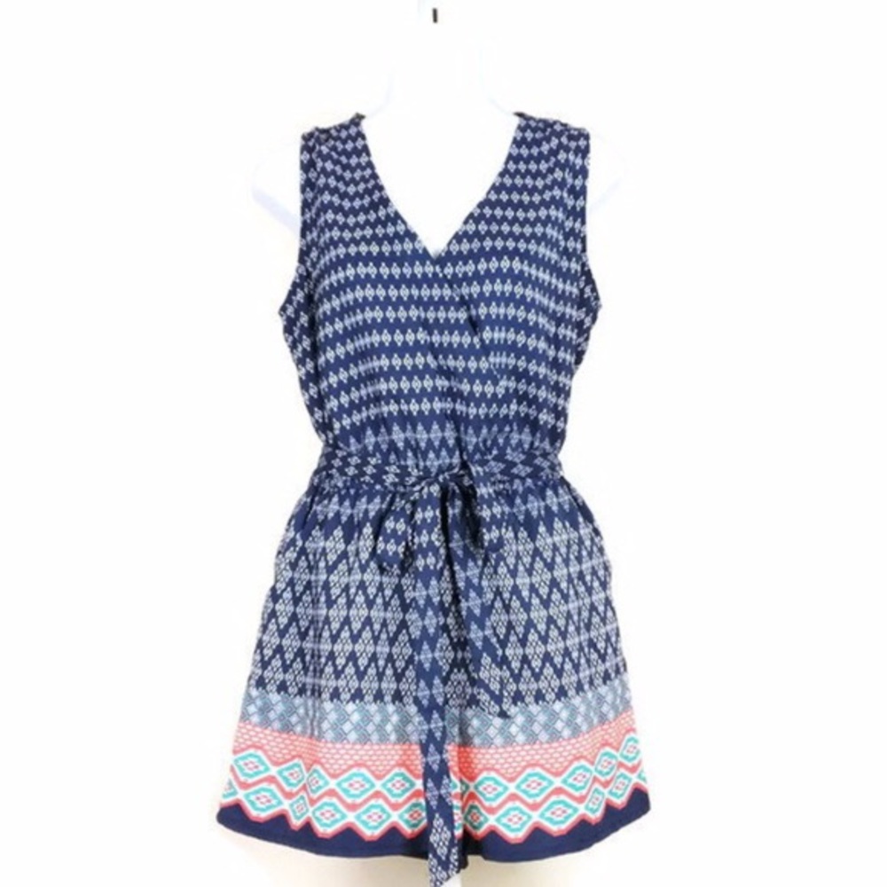 NWT Be Bop Blue Tribal Print Shorts Romper